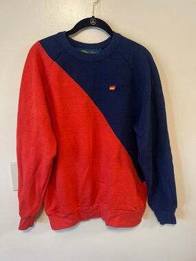 Aviator Nation Red & Navy Diagonal Colorblock Crewneck